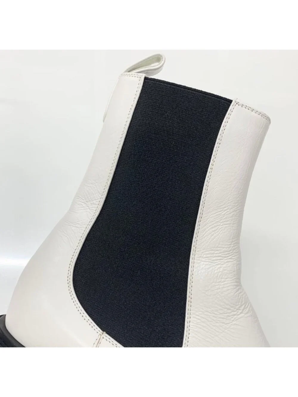 Chanel CC Logo Leather Patent Side Gore Short Boots White